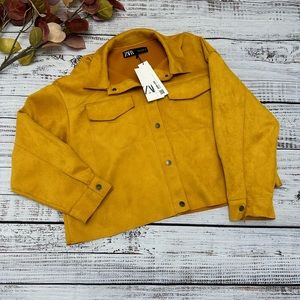 NWT | Faux Suede Mustard Yellow Zara Jacket | Womens L